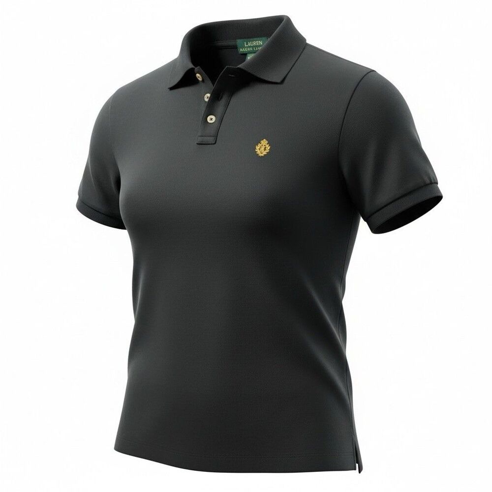Lauren Ralph Lauren Shirt Womens Size Small Navy Short Sleeve Crest Polo Pique